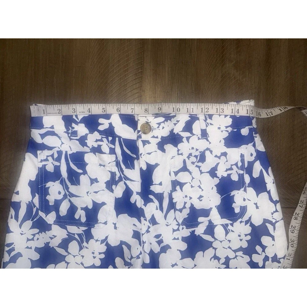 LOFT Ann Taylor The Palmer Short Royal Blue & White Floral Cotton Shorts Size 6